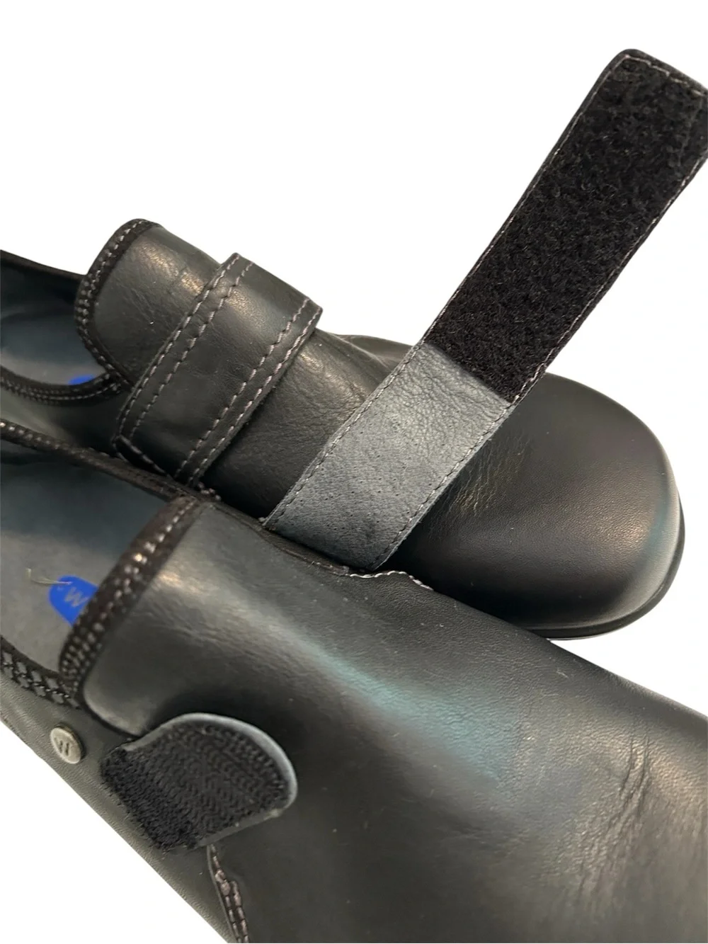 Wolky Black Leather Slip-On Loafers with Strap